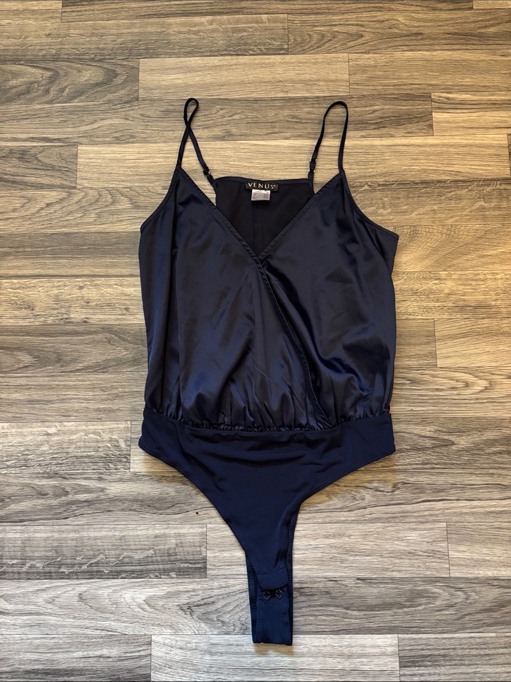 Navy blue satin VENUS bodysuit